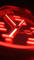 Poster - A close-up of a red illuminated watch face displaying time in a sleek design.