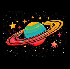 Wall Mural - space shuttle on the planet, abstract background with space