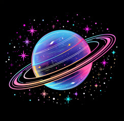 Wall Mural - space shuttle on the planet, abstract background with space