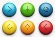 © Eliane - Eye-Catching Directional Set: Rounded Arrow Buttons in Blue, Green, Yellow, Cyan & Red - Ideal for Graphic Design, Apps & Website Navigation