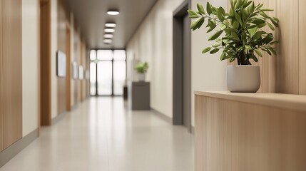 Poster - Modern Hallway with Plants and Minimalist Design