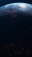 Poster - Animation of rotation of Earth and transition of day and night. Animation. Beautiful rotation of earth with transition of day and night to background of stars