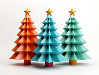 Wall Mural - Christmas tree assorted colors of paper isolated on white