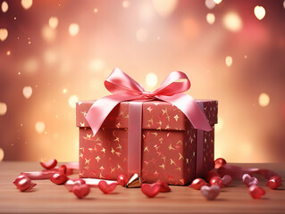 Valentine's Day Background With Gift Box