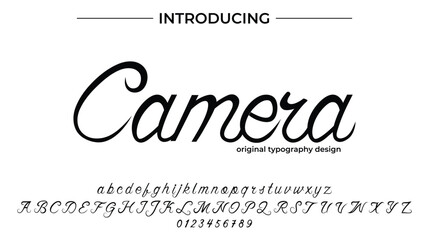 Wall Mural - Camera Font Stylish brush painted an uppercase vector letters, alphabet, typeface