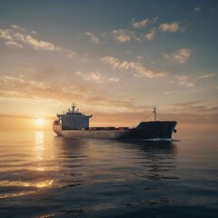 ship at sunset