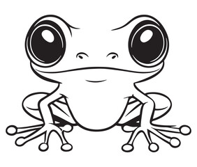 Tom jerry style frog cartoon, Outline frog, Frog colouring page for kids