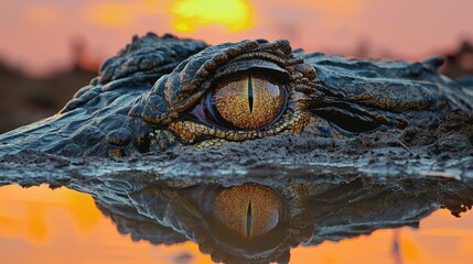 close-up of alligator eye