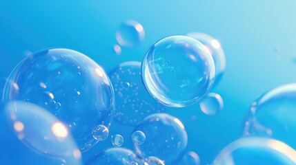 Canvas Print - Floating bubbles in blue