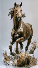 Bronze Horse Sculpture with Water Splash: A Dynamic Work of Art