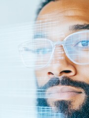Poster - Focused African American IT Specialist in Modern Office with Advanced Business Technology and Sustainability Features