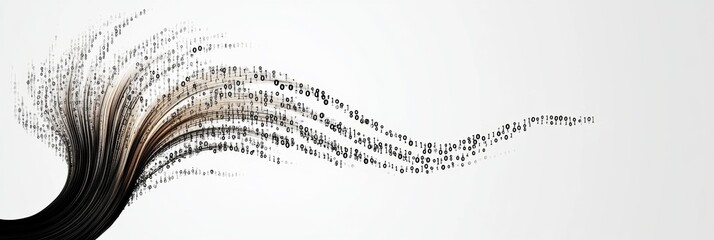 Leinwandbilder - Minimalist Digital Art of Tree Branches Forming from Binary Code on White Background