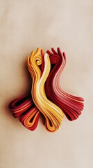 Poster - Minimalist Graph Featuring Two Vibrant Scarves Forming Hands Reaching for an Embrace
