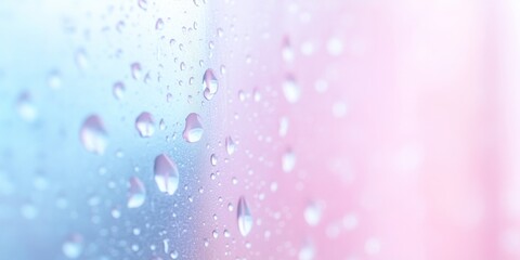 Aufkleber - Macro Shot of Droplets on a Glass Surface with Soft Pastel Gradient Background