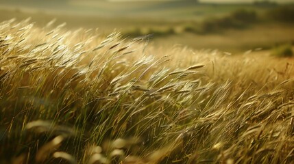 Wall Mural - Golden Fields of Grain in Gentle Breeze