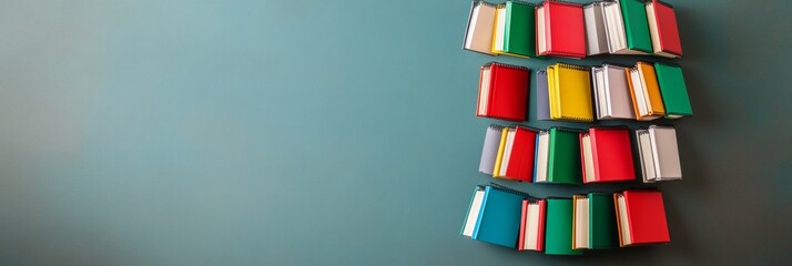 Aufkleber - Minimalist Garland of Notebooks Against Bright Solid Background, Ideal for Holiday Planning Themes