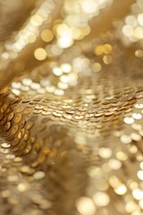 Aufkleber - Close-Up Metallic Gold Sequin Texture with Dynamic Shine in Soft Focus
