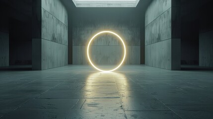 Wall Mural - Modern Light Circle in Minimalist Interior Space