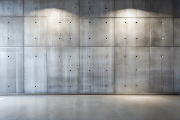 Wall Mural - Minimalist concrete wall with spotlights and textured surface