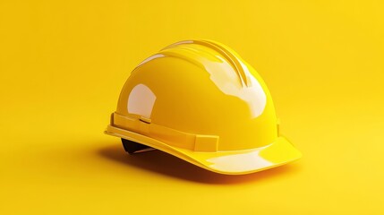 Yellow construction helmet on yellow background