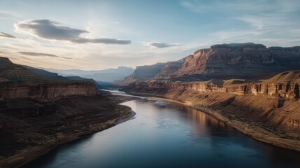 Poster - Majestic river winding through dramatic canyon landscape