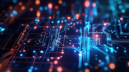 Poster - Circuit board design with nodes and connections, showcasing the interconnected nature of digital systems.