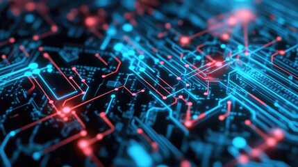 Poster - Circuit board design with nodes and connections, showcasing the interconnected nature of digital systems.