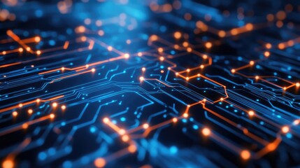 Poster - Circuit board design with nodes and connections, showcasing the interconnected nature of digital systems.