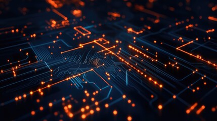 Poster - Circuit board design with nodes and connections, showcasing the interconnected nature of digital systems.