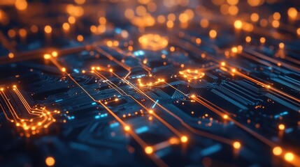 Poster - Circuit board design with nodes and connections, showcasing the interconnected nature of digital systems.