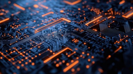 Poster - Circuit board design with nodes and connections, showcasing the interconnected nature of digital systems.