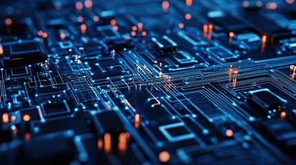 Poster - Circuit board design with nodes and connections, showcasing the interconnected nature of digital systems.