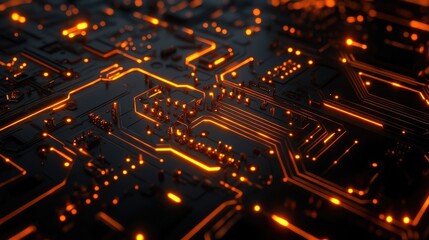 Poster - circuit board pattern with glowing nodes, symbolizing the complexity of modern digital systems.