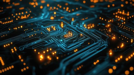 Poster - circuit board pattern with glowing nodes, symbolizing the complexity of modern digital systems.