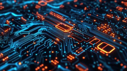 Poster - circuit board pattern with glowing nodes, symbolizing the complexity of modern digital systems.