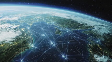 Poster - Conceptual artwork of 6G infrastructure connecting continents