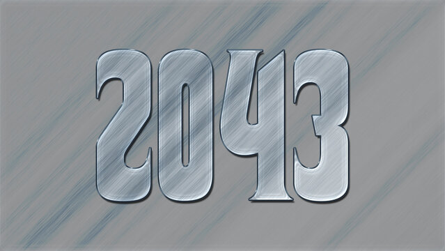 3D Glass effect number design of 2043, glassy background.	