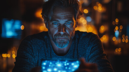 Poster - a man is holding a tablet in his hand