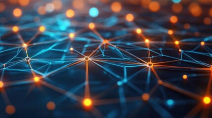 Poster - digital nodes and connections forming a futuristic pattern, illustrating the complexity of modern te