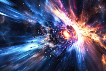 Wall Mural - space explosion. explorer's journey through galaxy warp in outer space