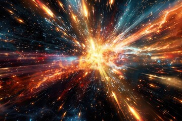 Wall Mural - space explosion wallpaper: graphic explorer of warp travel in outer space