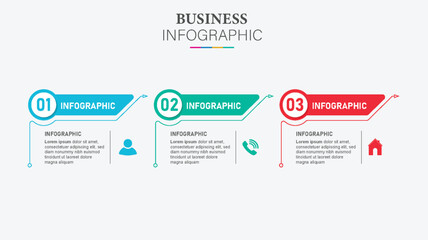 Infographic template, flat design with icon and 3 option or step