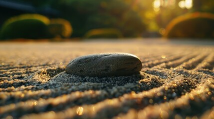 Wall Mural - Tranquil Stone in Zen Garden at Sunset