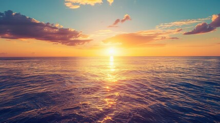 Poster - Serene Ocean Sunset with Colorful Sky