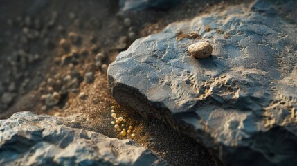 Canvas Print - Rocky Surface with Stones and Pearls in Natural Setting