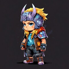 Wall Mural - A Cartoon Character in a Viking Helmet