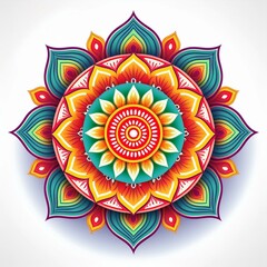 Mandala art design also called rangoli, decorative elements on white background