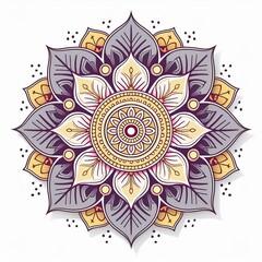 Mandala art design also called rangoli, decorative elements on white background