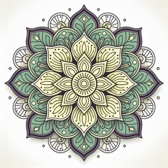 Mandala art design also called rangoli, decorative elements on white background