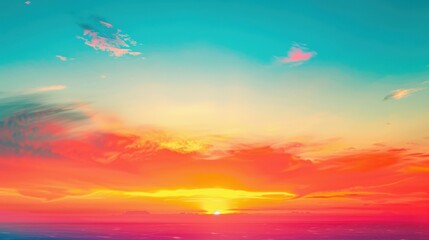 Wall Mural - Vibrant Sunset with Colorful Sky Over the Ocean